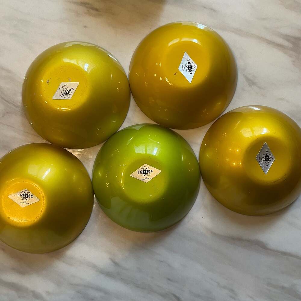Vintage Emalox Norway Anodized Aluminum Bowls Set of 5, 4-Inch - Picture 2 of 5